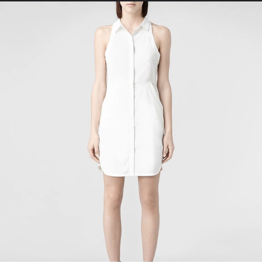 All Saints Mel Sleeveless Cotton Shirt Dress, Sz 36, MSRP $180
